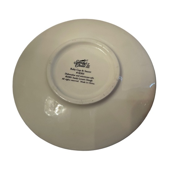 Sandy’s Closet Ruby Teacup and Saucer #18303 Yr 2001 Sandy Lynam Clough - Picture 7 of 8